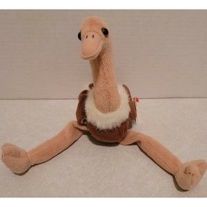 RARE VINTAGE TY Beanie Baby "Stretch The Ostrich" Retired 1997 W/Tags - Birds